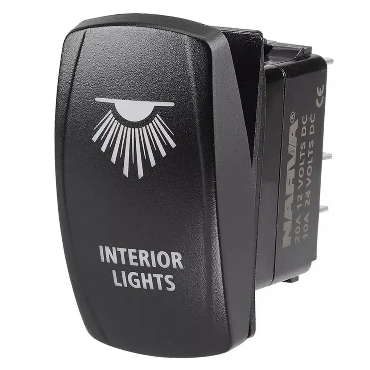 Narva Sealed Rocker Switch 12/24V On/Off LED w/ Interior Lights Symbol 63257BL