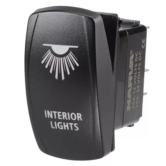 Narva Sealed Rocker Switch 12/24V On/Off LED w/ Interior Lights Symbol 63257BL