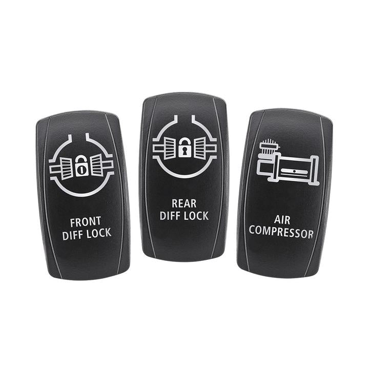 Narva Switch Faces - Front Diff/Rear Diff/Compressor (3Pk) 63266BL