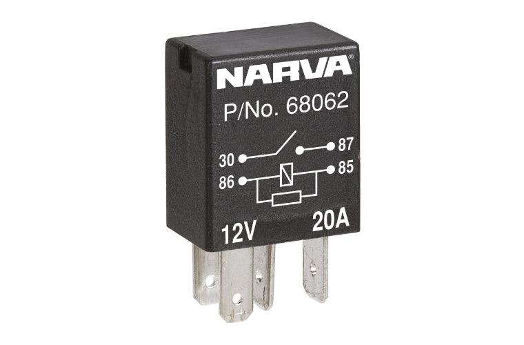 Narva Micro Relay Normally Open With Resistor 12V 4 Pin 20A 68062