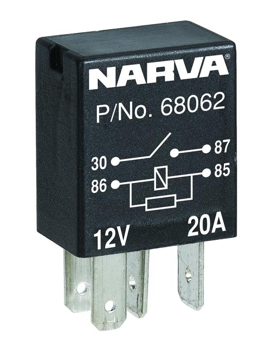Narva Micro Relay Normally Open With Resistor 12V 4 Pin 20A 68062BL