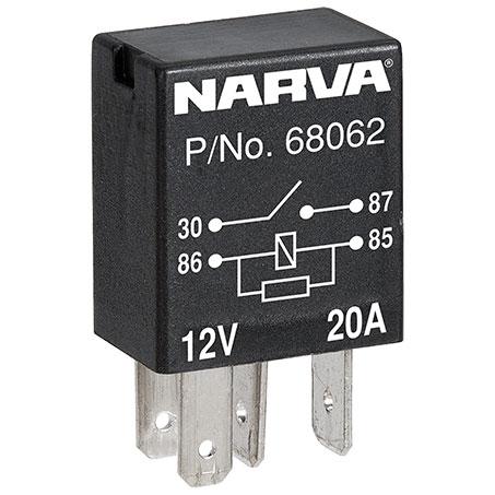 Narva Normally Open 4P Micro Relay with Resistor 10A 12V 68066BL