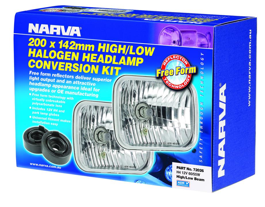 Narva H4 200X142mm Free Foam Halogen Headlamp Conversion Kit 12V 60/55W - 72026