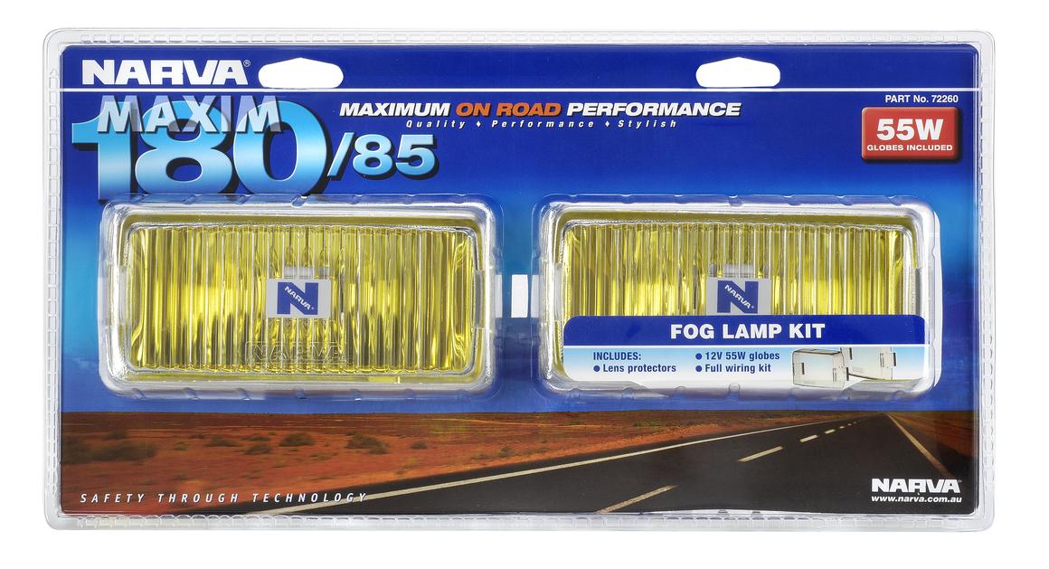 Narva Maxim 180/85 Yellow Fog Lamp Kit 12V 55W 72260