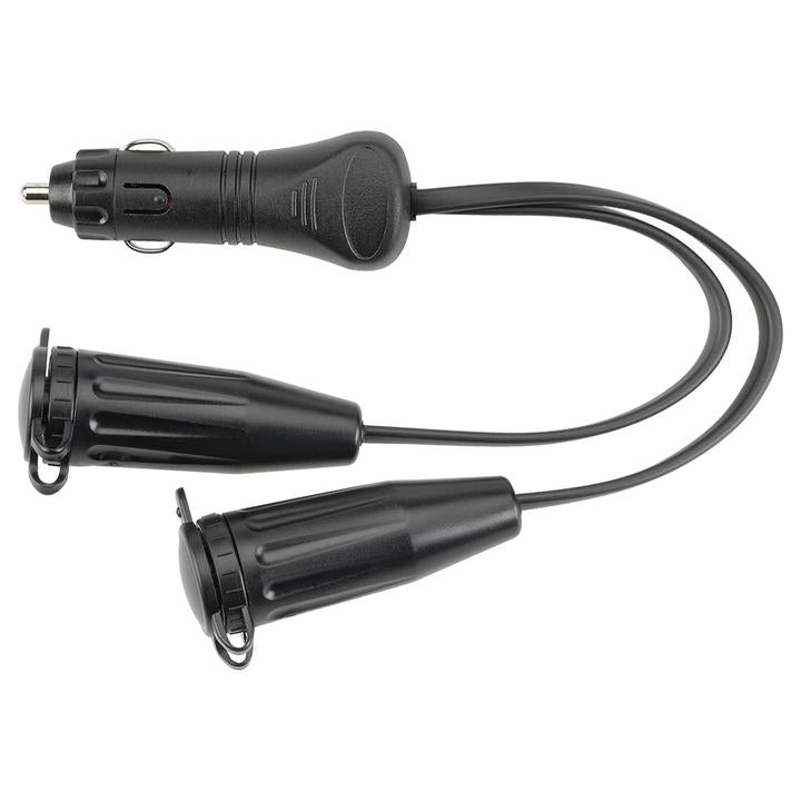 Narva Heavy Duty Adaptor with Cigarette Lighter Plug to Twin Merit Sockets 150mm 81035BL