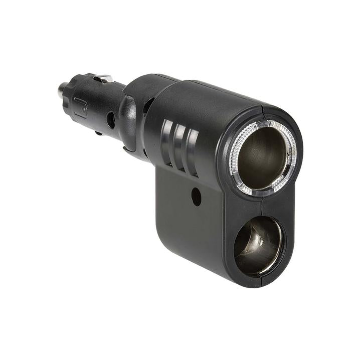 Narva Cigarette Lighter Plug with Adjustable Twin Accesory Sockets and Lighter Fixture 12V 81044BL