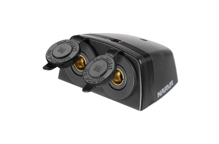 Narva HD Twin Surface Mount Socket Merit Black 81162BL