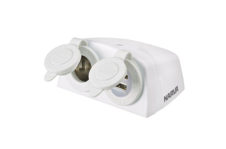 Narva HD Surface Mount Accessory/Dual USB White 81168WBL
