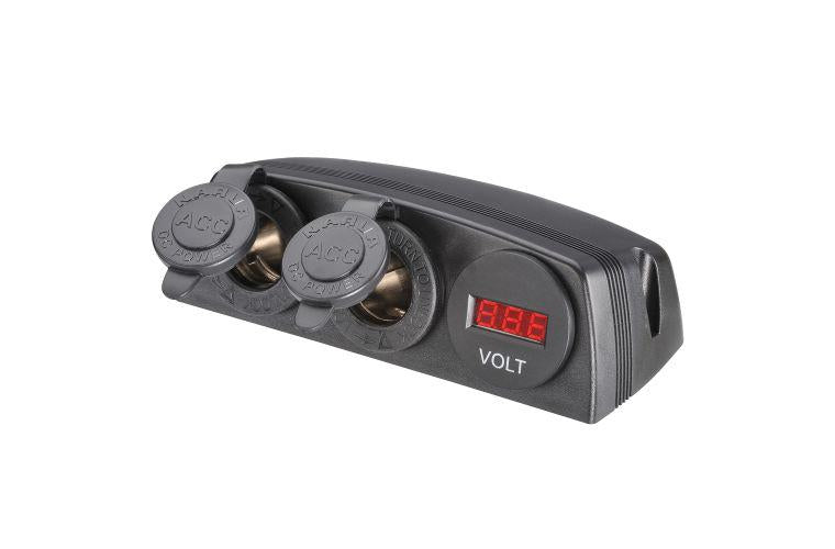 Narva Twin Surface Mount Socket Accessory/Volt Meter 81190BL