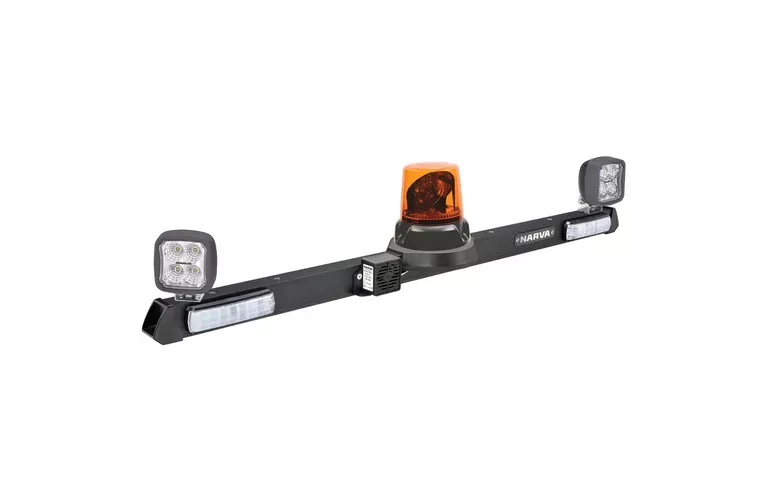 Narva Utility Bar 12/24V w/ LED Aeromax Rotating Beacon & 72449 Work Lamps 85079A
