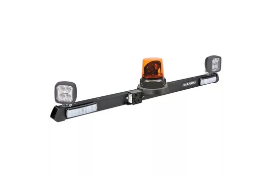 Narva Utility Bar 12/24V w/ LED Aeromax Rotating Beacon & 72449 Work Lamps 85079A