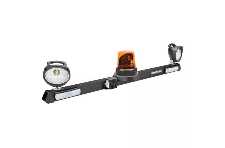 Narva Utility Bar 12/24V w/ LED Aeromax Rotating Beacon & 72469 Work Lamps 85081A