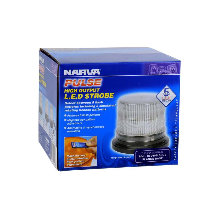 Narva LED Beacon Strobe Light Blue Permanent Mount 12-24V 85240B