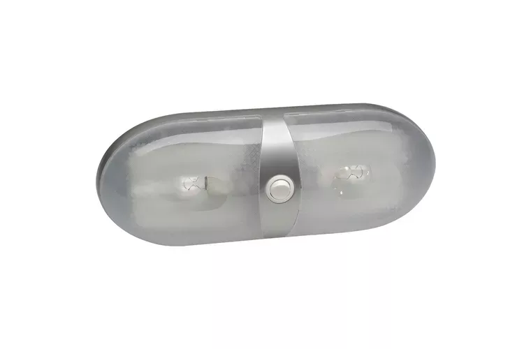 Narva Dome Interior Lamp 12V Dual Silver Satin Finish with Off/On Switch 86862S