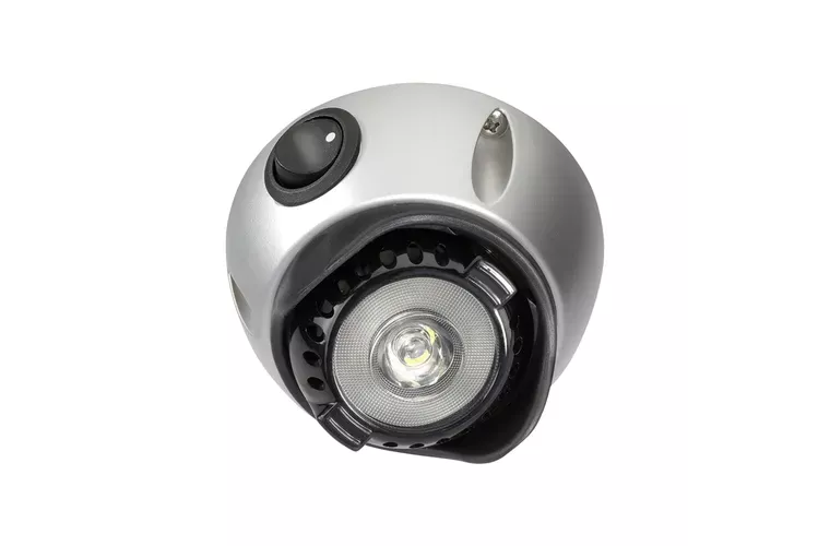 Narva LED Interior Swivel Lamp with Silver Satin Finish with On/Off Switch 10-30V 87654S