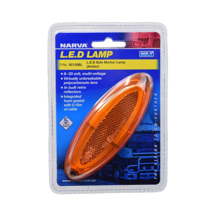 Narva Model 21 LED Side Marker Light Pipe Amber 9-33V 92120BL