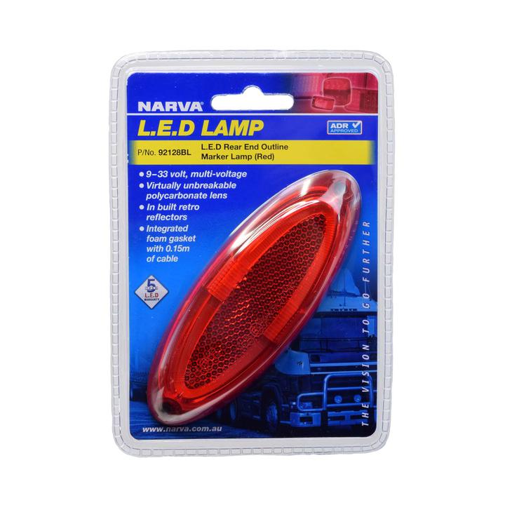 Narva Model 21 LED Rear End Outline Marker Light Pipe Red 9-33V 92128BL