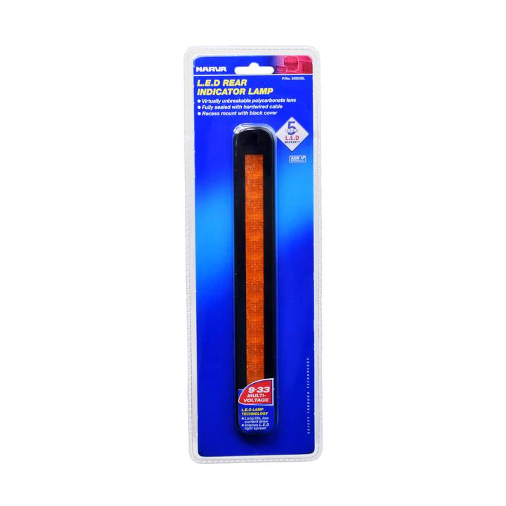 Narva Model 39 LED Rear Direction Indicator Lamp with Black Cover Amber 260mm x 35mm 9-33V 93900BL