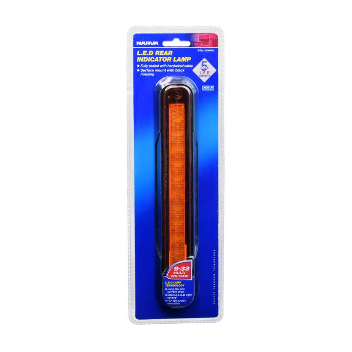 Narva Model 39 LED Rear Direction Indicator Lamp with Black Surface Mount Amber 9-33V 93904BL