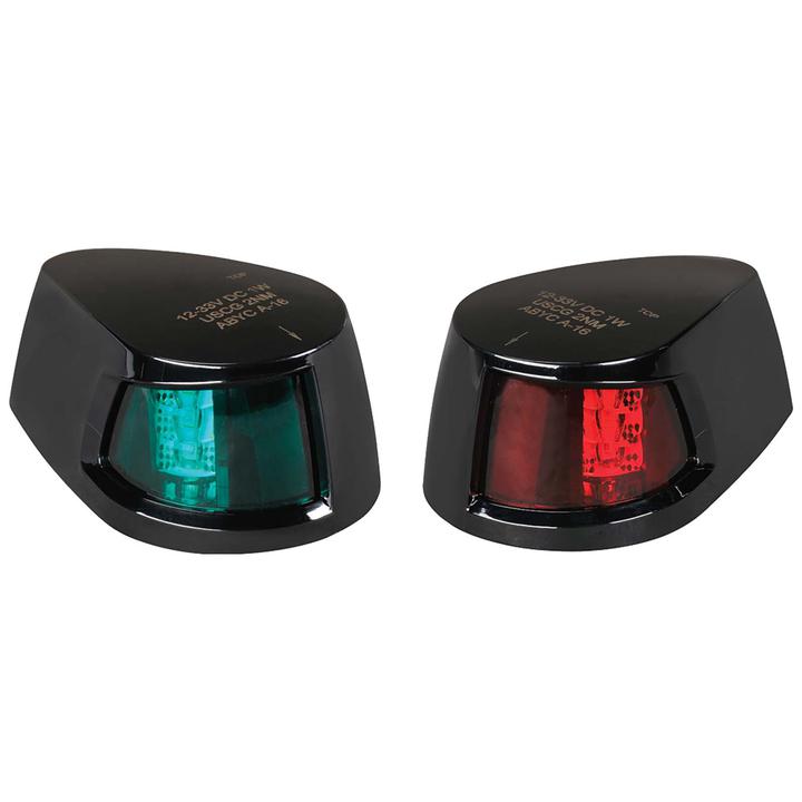 Narva 1 Nautical Mile LED Port & Starboard Lamps with Black Housing and Coloured Lenses 9-33V 99082BL