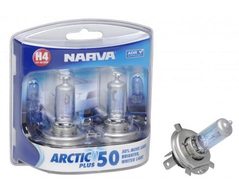 Narva H4 Globes 12V 60/55W Arctic Plus 50 2 Pack 48677BL2