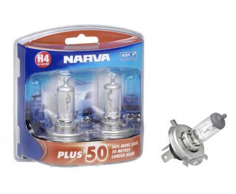 Narva H4 12V 60/55W Plus 100 Longer Life Halogen Headlight Globes 48872BL2