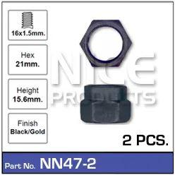 NICE Products Wheel Hub Nut 21mm Black (2 Pack) NN47 2