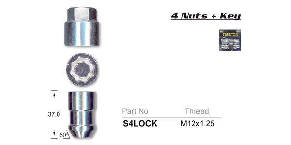 NICE Wheel Lock Nut Set M12x1.25 (4 Pack) S4LOCK