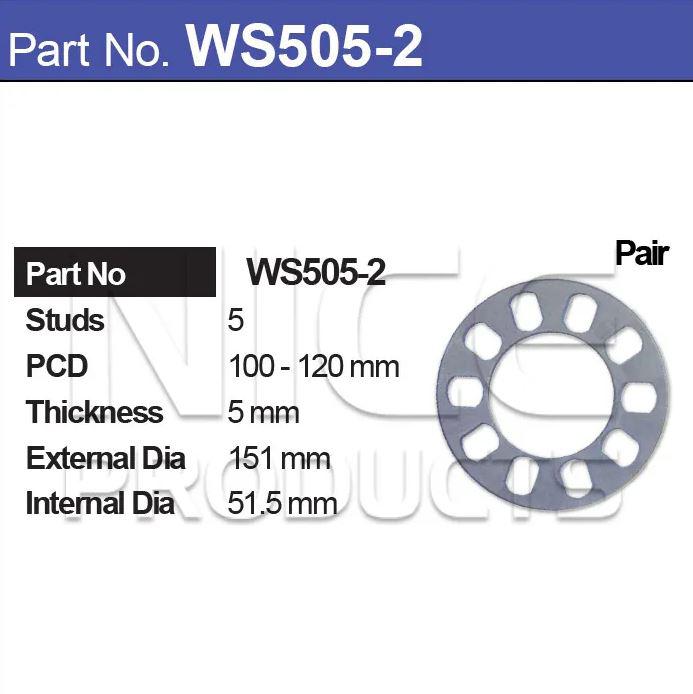 NICE Products Wheel Spacer 5x100-120mm PCD (Pair) WS505-2