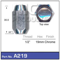 NICE Wheel Nut 1/2"" Chrome A219