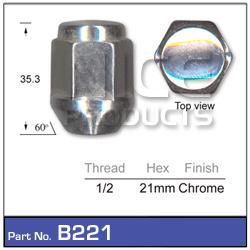 NICE Wheel Nut 1/2"" Chrome B221