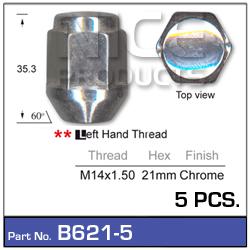 NICE Products Wheel Nut M14x1.50 Chrome (5 Pack) B621-5