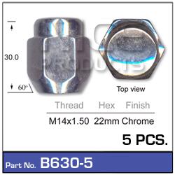 NICE Wheel Nut M14x1.50 Chrome (5 Pack) B630-5