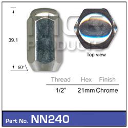 NICE Wheel Nut 1/2"" Chrome NN240