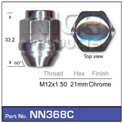 NICE Wheel Nut M12x1.50 Chrome NN368C