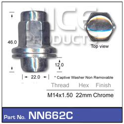 NICE Wheel Nut M14x1.50 Chrome NN662C