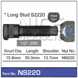 NICE Wheel Stud & Nut 1/2"" 55mm NS220
