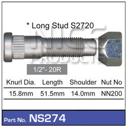 NICE Wheel Stud & Nut 1/2"" 51.5mm NS274