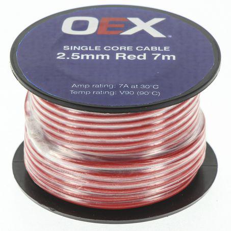 OEX Auto Cable 7A Single Core 2.5mm x 7m Red ACX0694-7M
