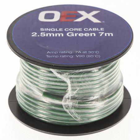 OEX Auto Cable 7A Single Core 2.5mm x 7m Green ACX0696-7M