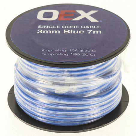 OEX Auto Cable 10A Single Core 3mm x 7m Blue ACX0704-7M