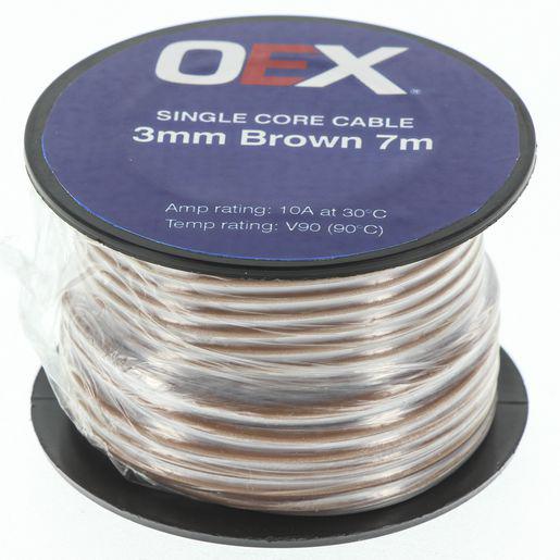 OEX Auto Cable 10A Single Core 3mm x 7m Brown ACX0705-7M
