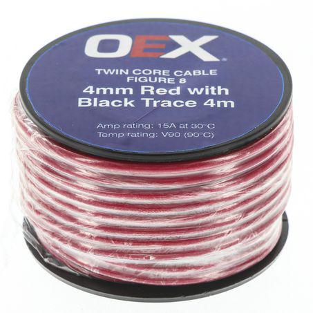 OEX Auto Cable 15A Twin Core 4mm x 4m Red/Black ACX0804-4M