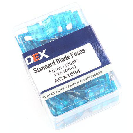 OEX Fuse Standard Blade 15A Blue (Pack of 100) ACX1604