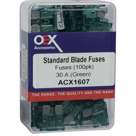 OEX Fuse Standard Blade 30A Green (Pack of 100) ACX1607