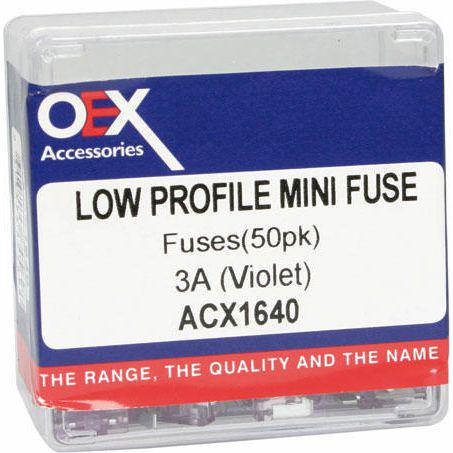 OEX Fuse Low Profile Mini Blade 3A Violet (Pack of 50) ACX1640