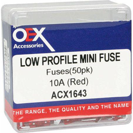 OEX Fuse Low Profile Mini Blade10A Red (Pack of 50) ACX1643