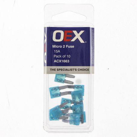 OEX Fuse Micro 2 Blade 15A Blue (Pack of 10) ACX1663