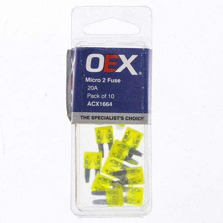 OEX Fuse Micro 2 Blade 20A Yellow (Pack of 10) ACX1664