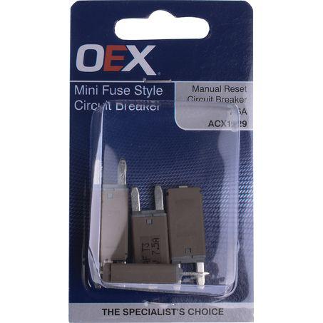 OEX Circuit Breaker Mini Blade Manual Reset 7.5A (Pack of 5) ACX1929